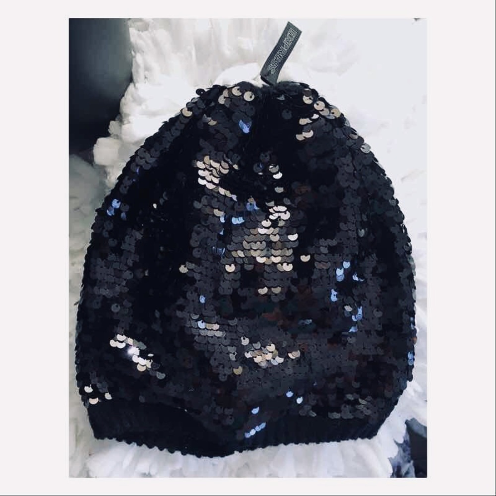 Black sequins new beanie